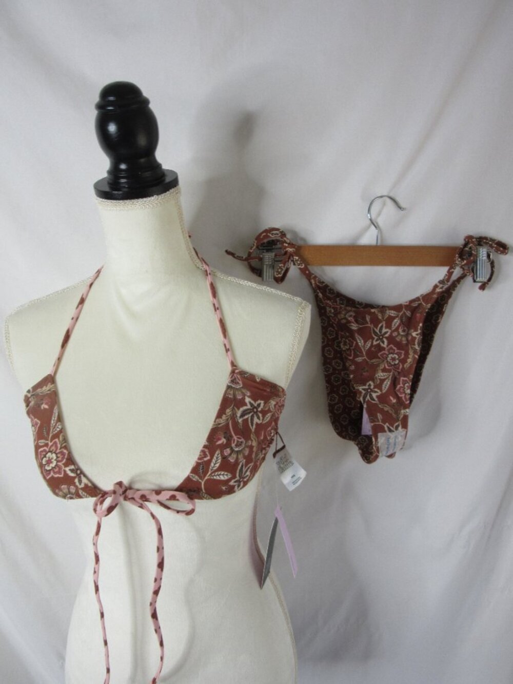 Wild Fable 2 Piece Bikini Brown Pink Floral Reversible Size Small and XXS NWT - Picture 3 of 8